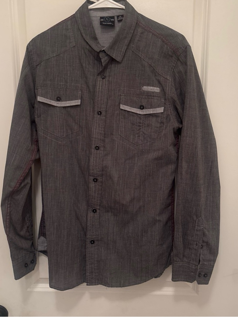 Men's Long-Sleeve Button-Down Shirt - Gray